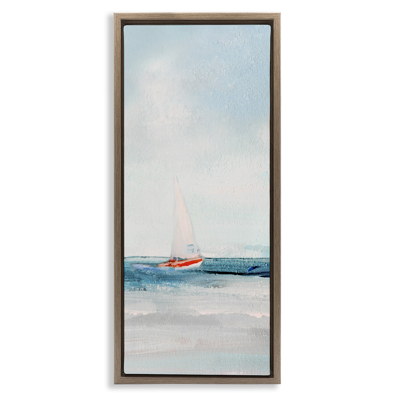 Stupell Industries Sailboat in Distance Floater Framed Canvas Wall Art Design by Sally Swatland